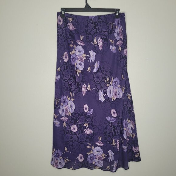 Vintage 90s y2k purple floral pull on maxi grunge whimsy dramatic skirt 18w - Picture 3 of 6